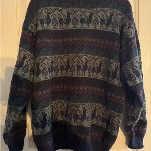 Sabsetex VTG 100% Baby Alpaca wool With a Fair Isle & Lama Pattern Sweater